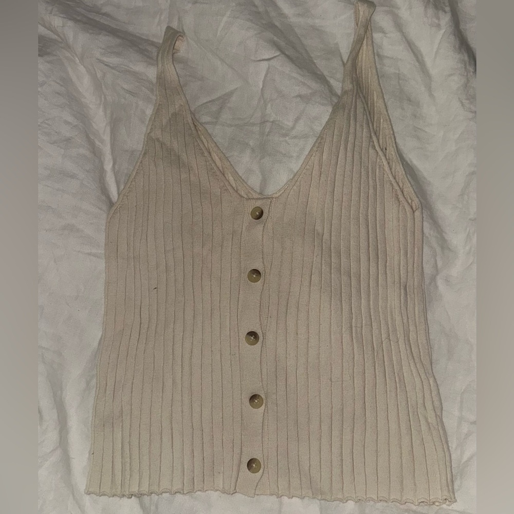BP cream knit tank with buttons
